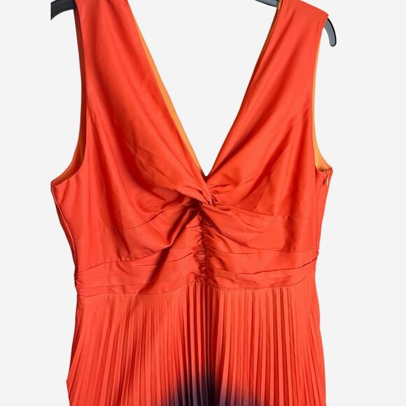 Adelyn Rae Sharkbite Pleated Cocktail Dress | Womens L, Orange, Ombre Blue NEW - Picture 3 of 11